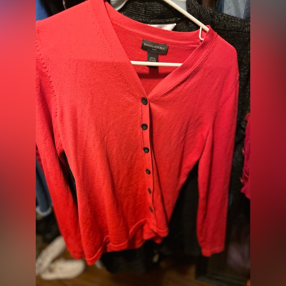 Banana Republic Red Cardigan size small